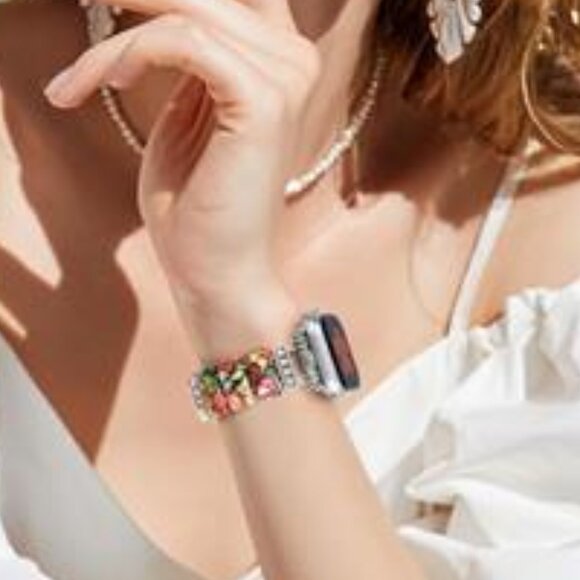 NEW Colorful Beaded Stone Apple Watch Band - Picture 4 of 5